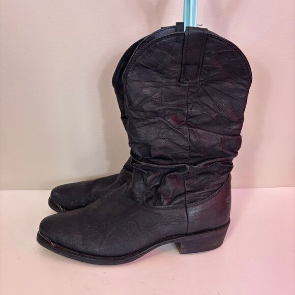 Dingo Men's Black Leather Pull On Western Boots Size 8 - Picture 1 of 9